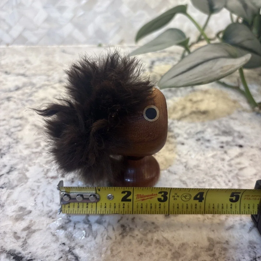 Vintage Wooden Figural Nutcracker Funny Face Hair‎ Screw Nutcracker Folk Art